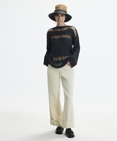  YARGICI Kıvrık Paçalı Rahat Kesim Denim Pantolon