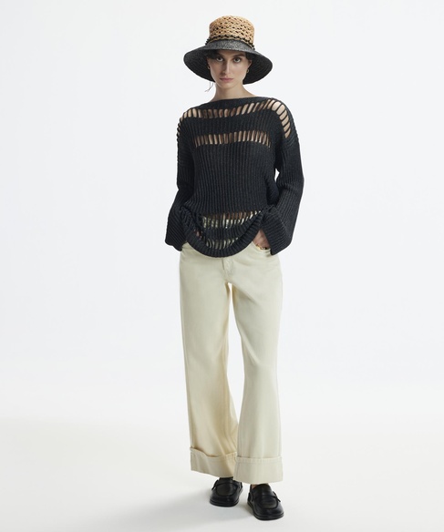  YARGICI Kıvrık Paçalı Rahat Kesim Denim Pantolon