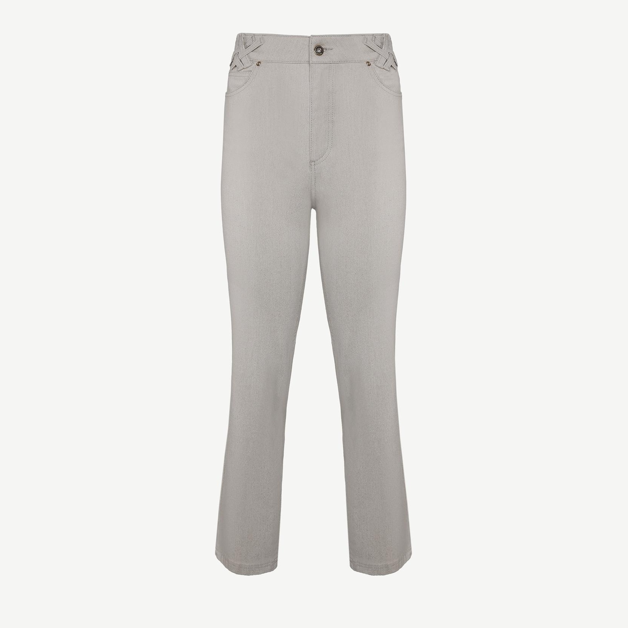 YARGICI Düz Kesim Köprü Detaylı Denim Pantolon