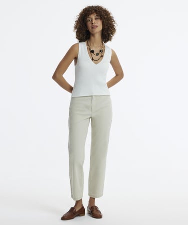  YARGICI Düz Kesim Köprü Detaylı Denim Pantolon