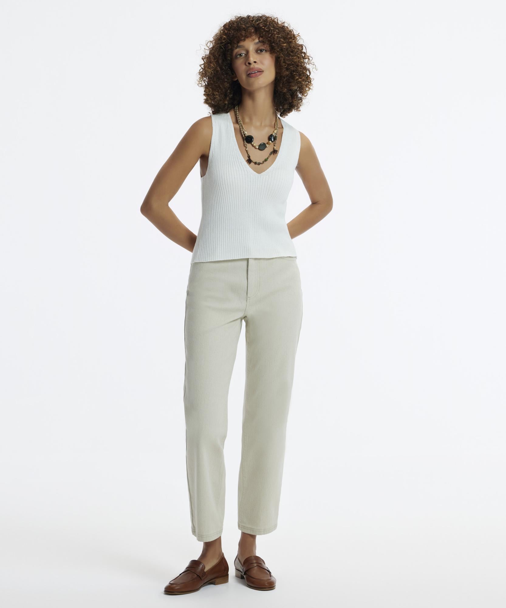  YARGICI Düz Kesim Köprü Detaylı Denim Pantolon