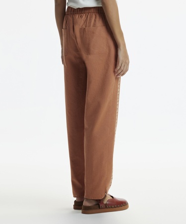  YARGICI Beli Lastikli  Nakış Detaylı Pantolon