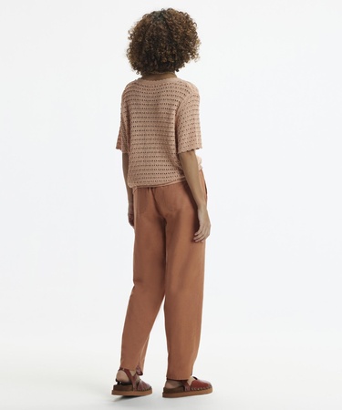  YARGICI Beli Lastikli  Nakış Detaylı Pantolon