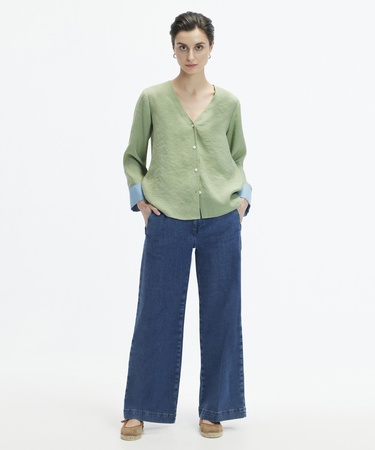  YARGICI Geniş Paca Denim Pantolon