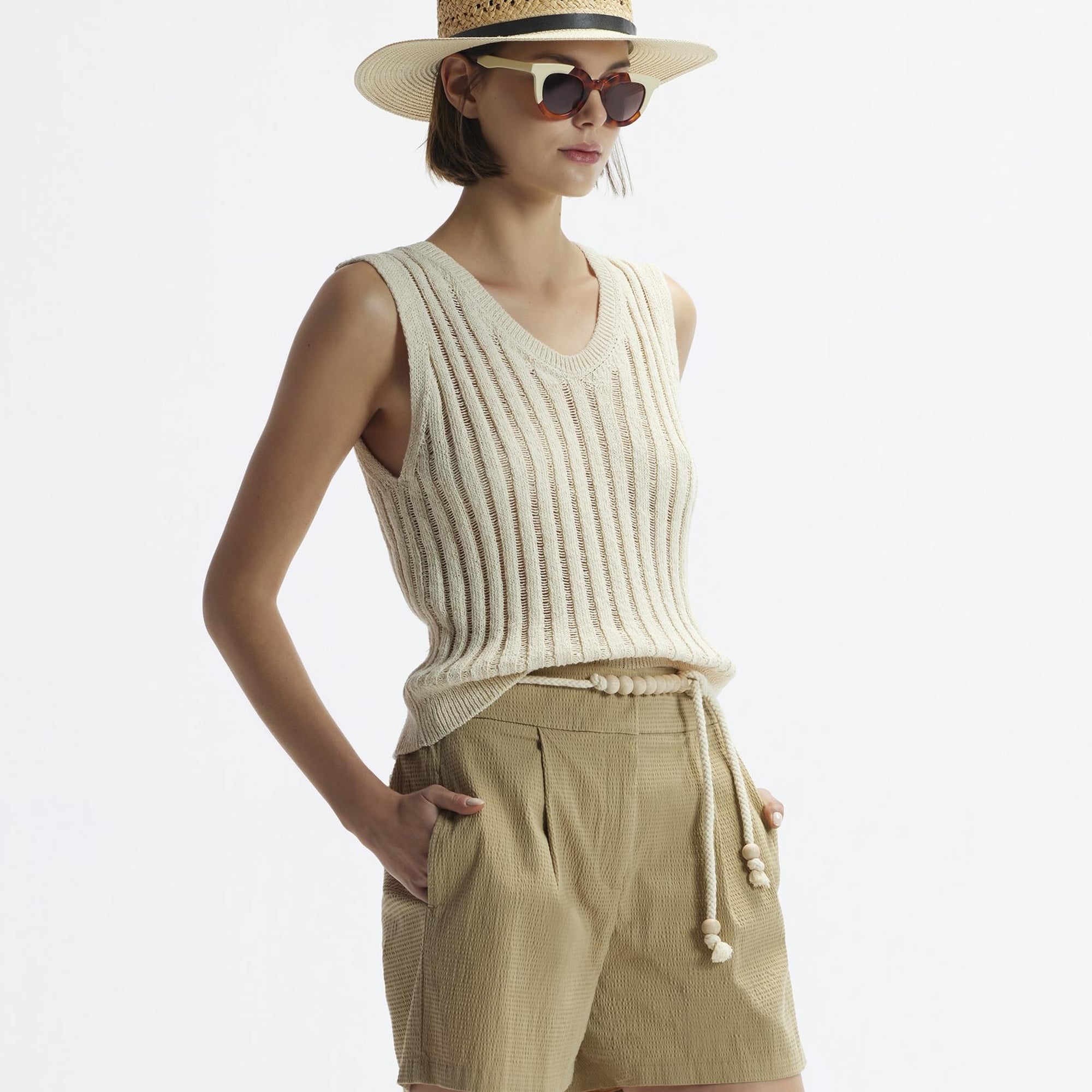 YARGICI Yan Cepli Kemerli Şort