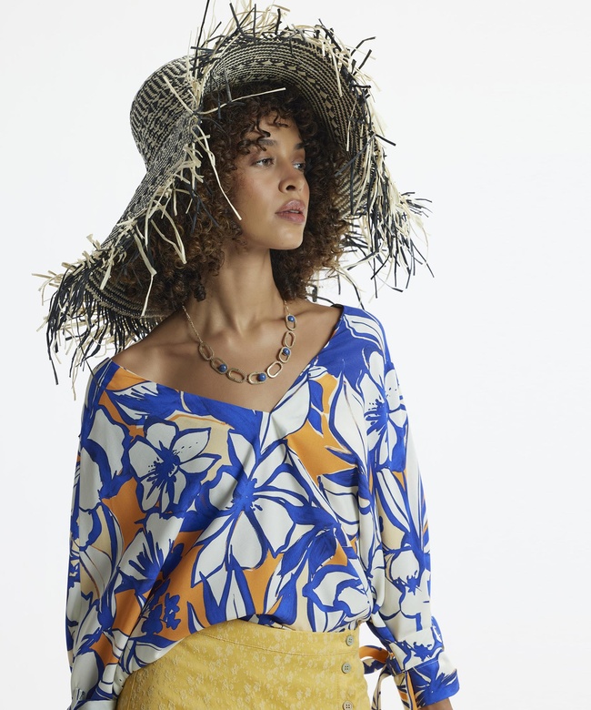  YARGICI V Yakalı Manşeti Bağlamalı Bluz