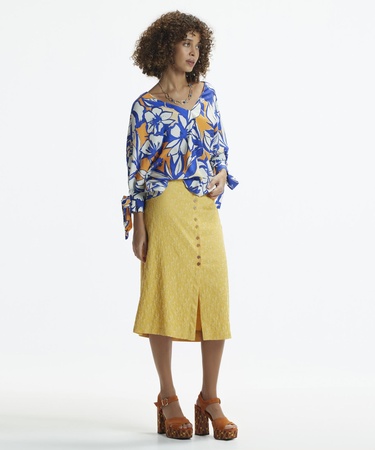  YARGICI V Yakalı Manşeti Bağlamalı Bluz