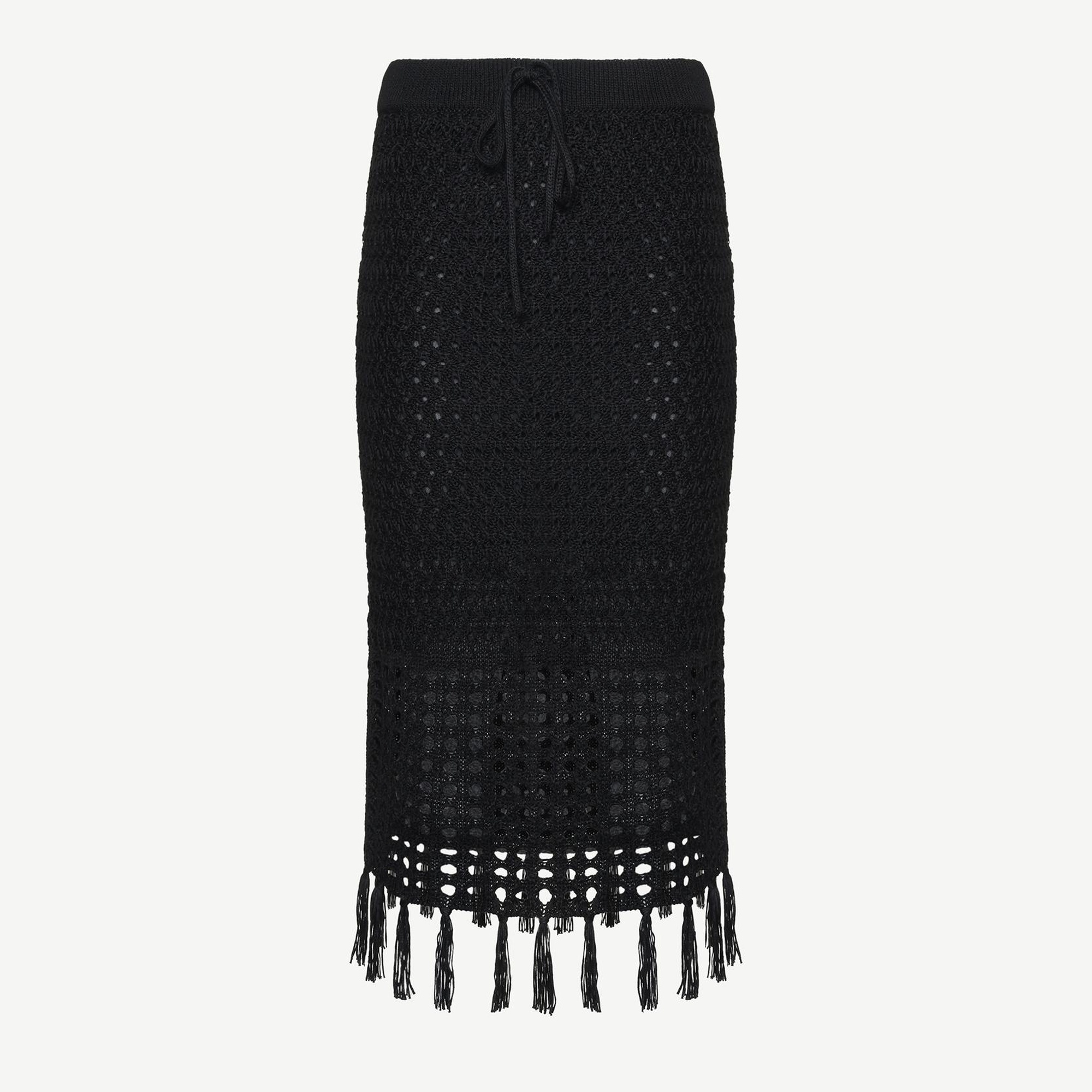 YARGICI Püsküllü  Dizaltı Triko Etek