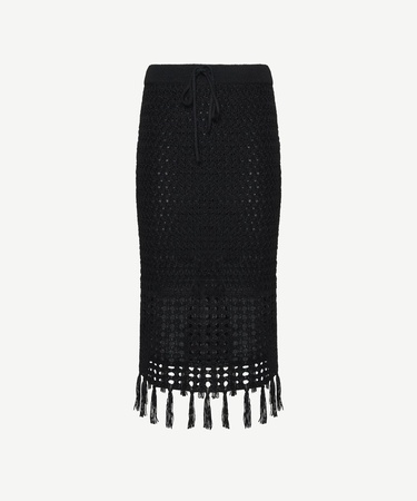  YARGICI Püsküllü  Dizaltı Triko Etek