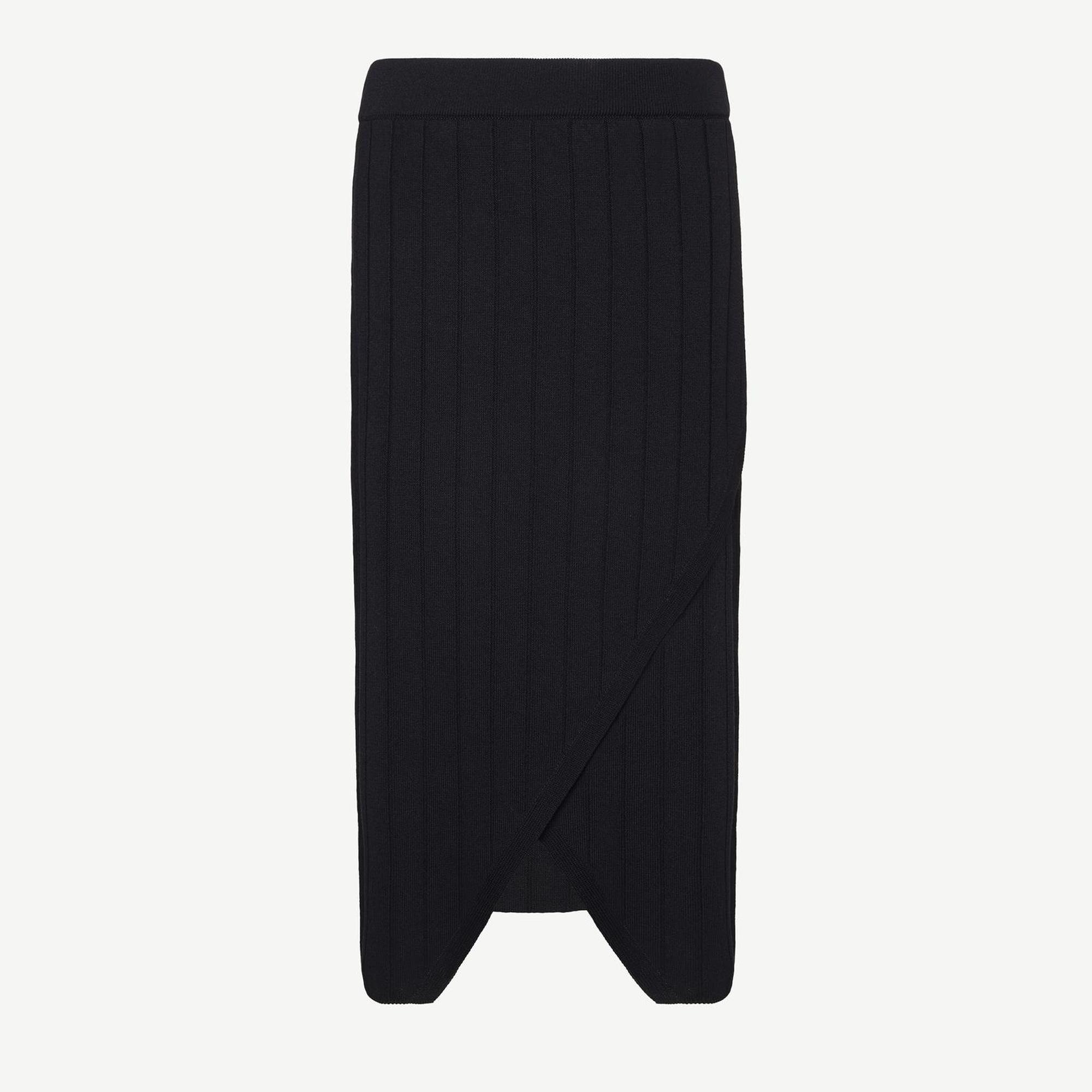 YARGICI Yırtmaçlı Dizaltı Triko Etek