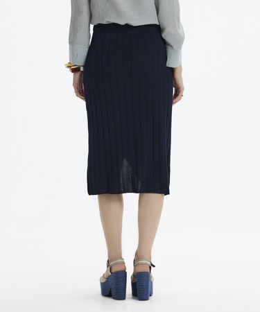  YARGICI Yırtmaçlı Dizaltı Triko Etek