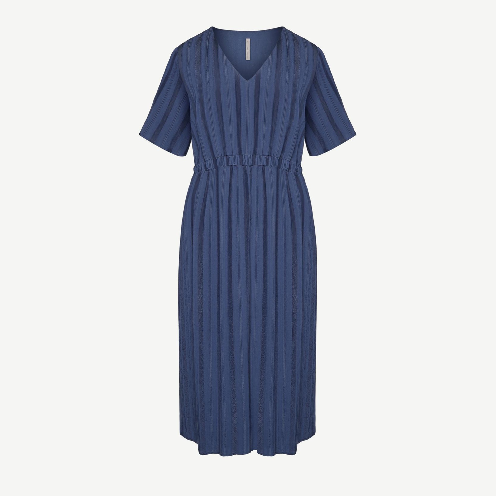 YARGICI V Yaka Kısa Kollu Midi Boy  Elbise