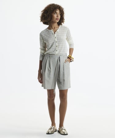  YARGICI Beli Lastikli Bağlamalı Şort