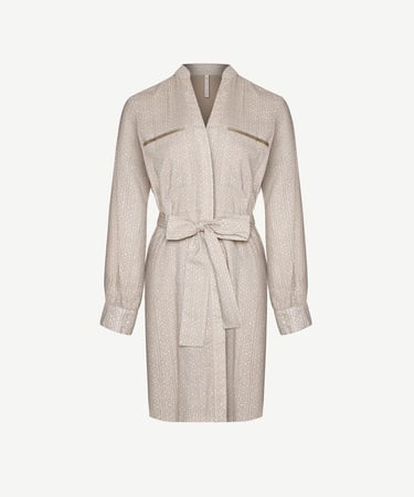  YARGICI Dik Yaka Kemerli Kısa Safari Elbise