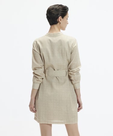  YARGICI Dik Yaka Kemerli Kısa Safari Elbise