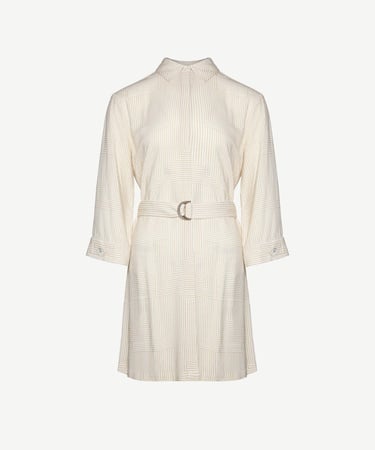  YARGICI Uzun Kollu Kemerli Kısa Gömlek Elbise