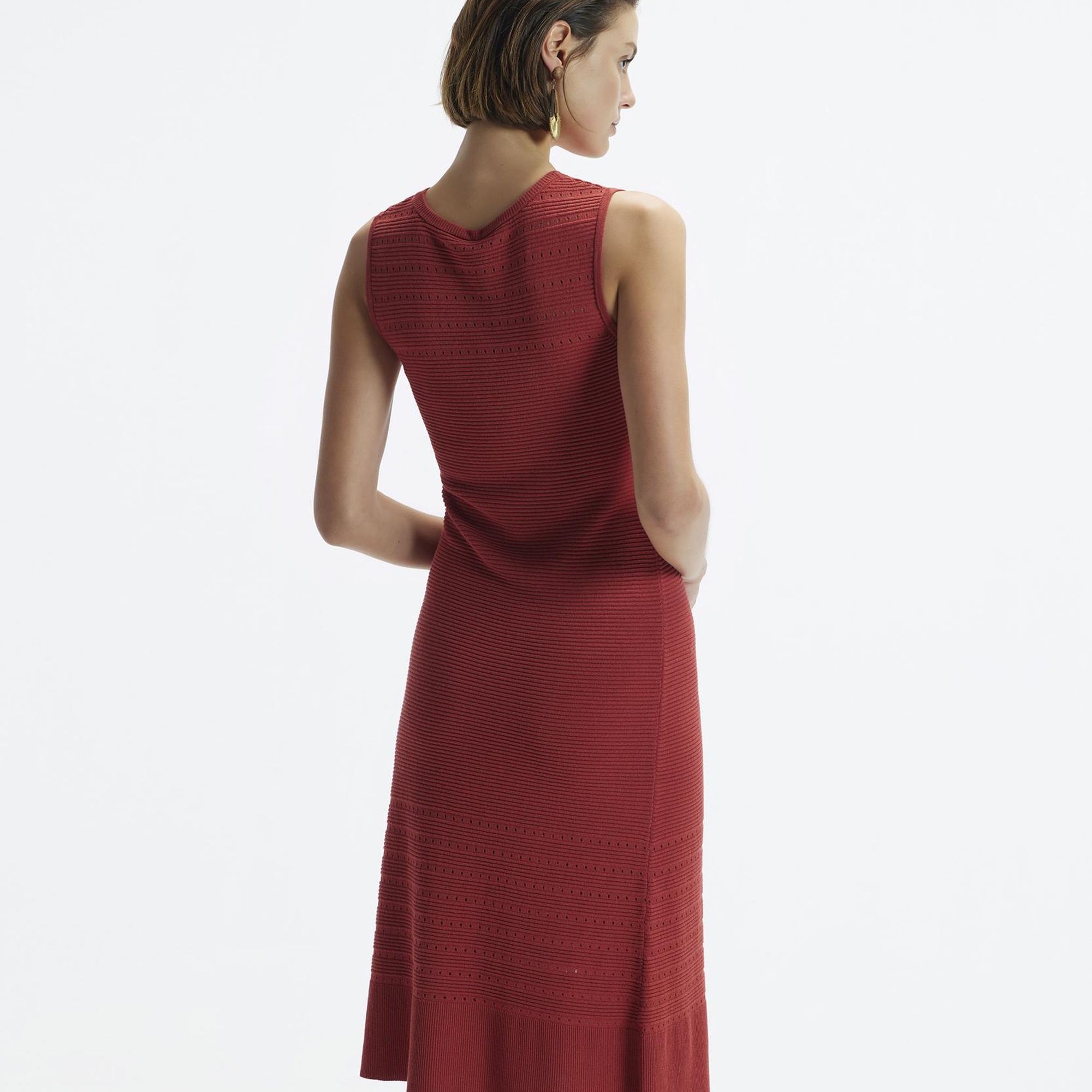 YARGICI V Yaka Dizaltı Triko Elbise