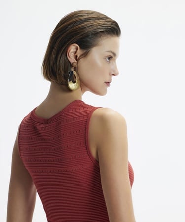  YARGICI V Yaka Dizaltı Triko Elbise