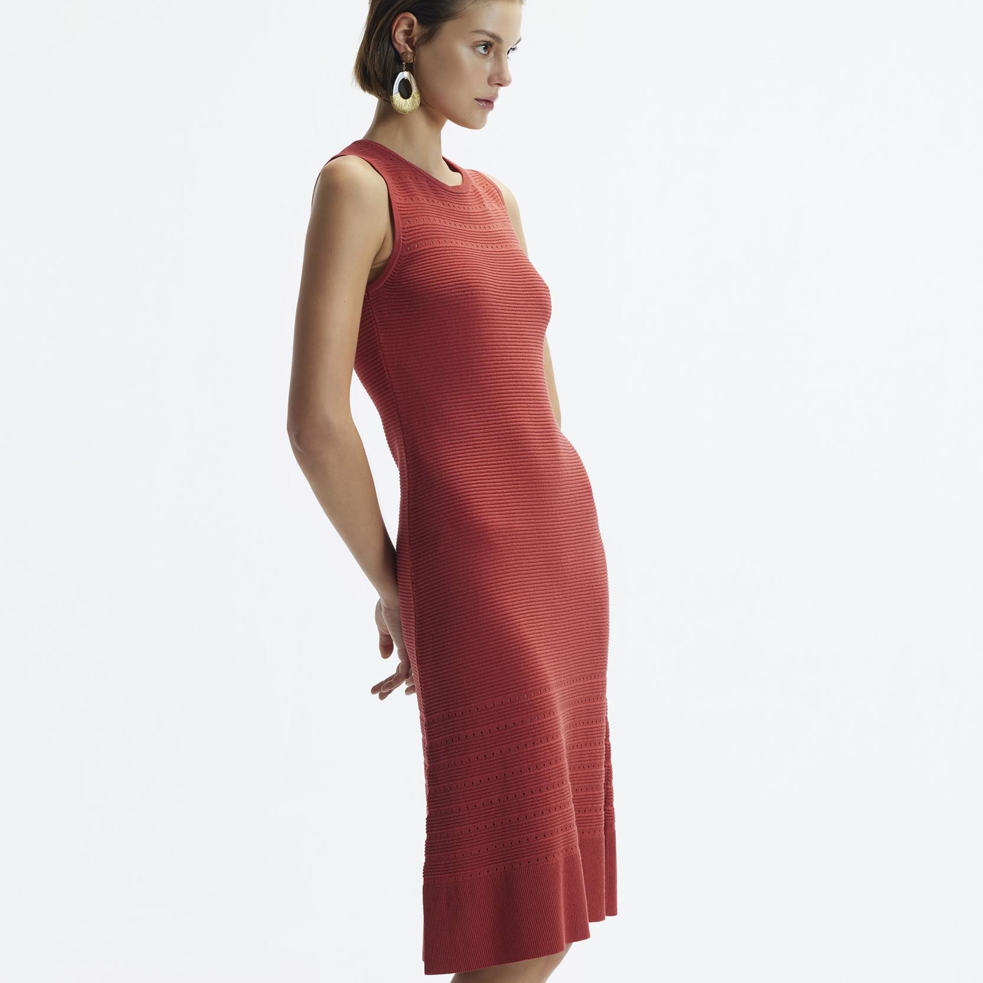 YARGICI V Yaka Dizaltı Triko Elbise