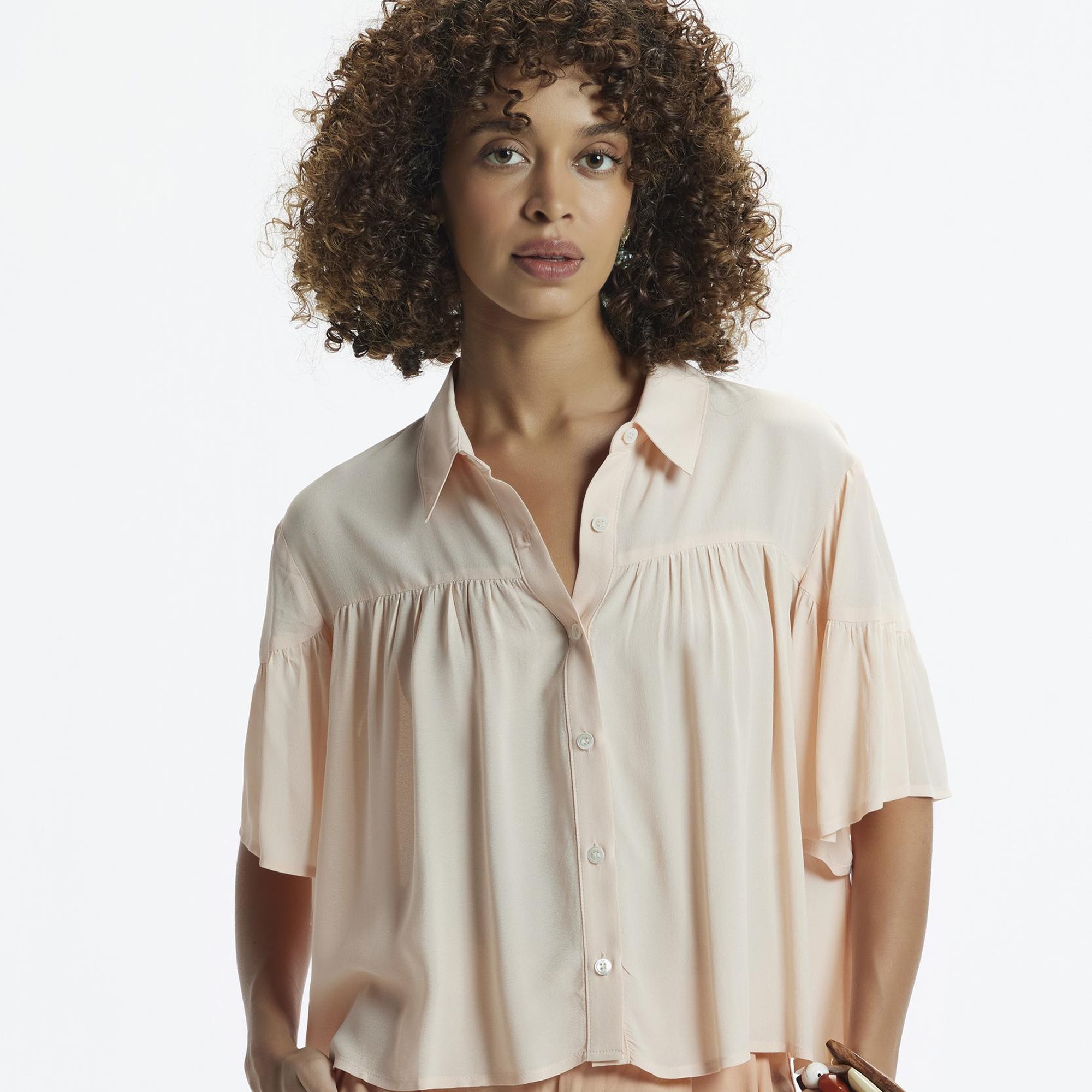 YARGICI Fırfırlı Kısa Kollu Gömlek