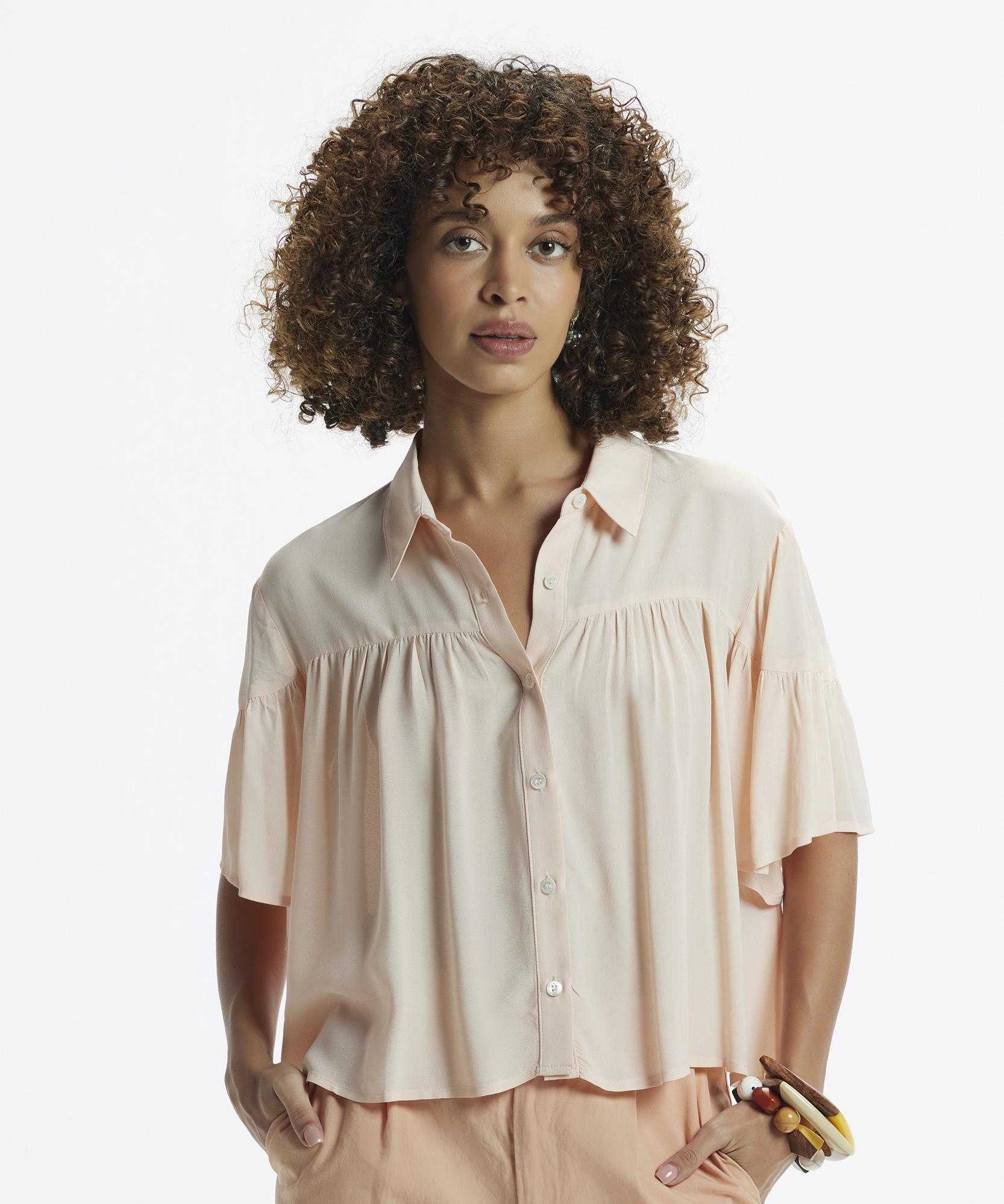  YARGICI Fırfırlı Kısa Kollu Gömlek