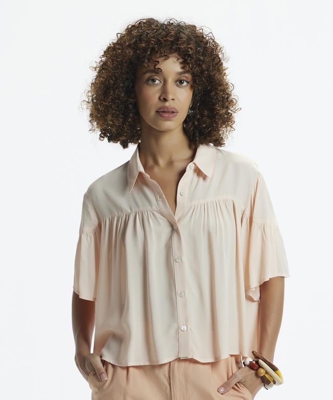  YARGICI Fırfırlı Kısa Kollu Gömlek