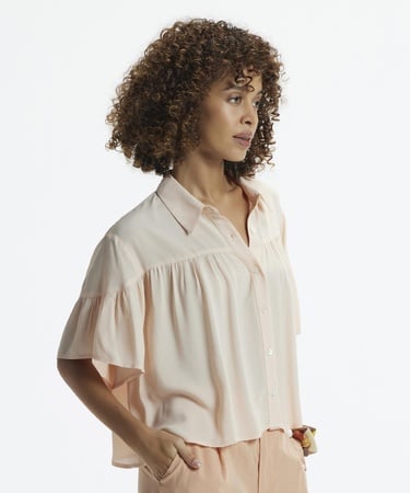  YARGICI Fırfırlı Kısa Kollu Gömlek