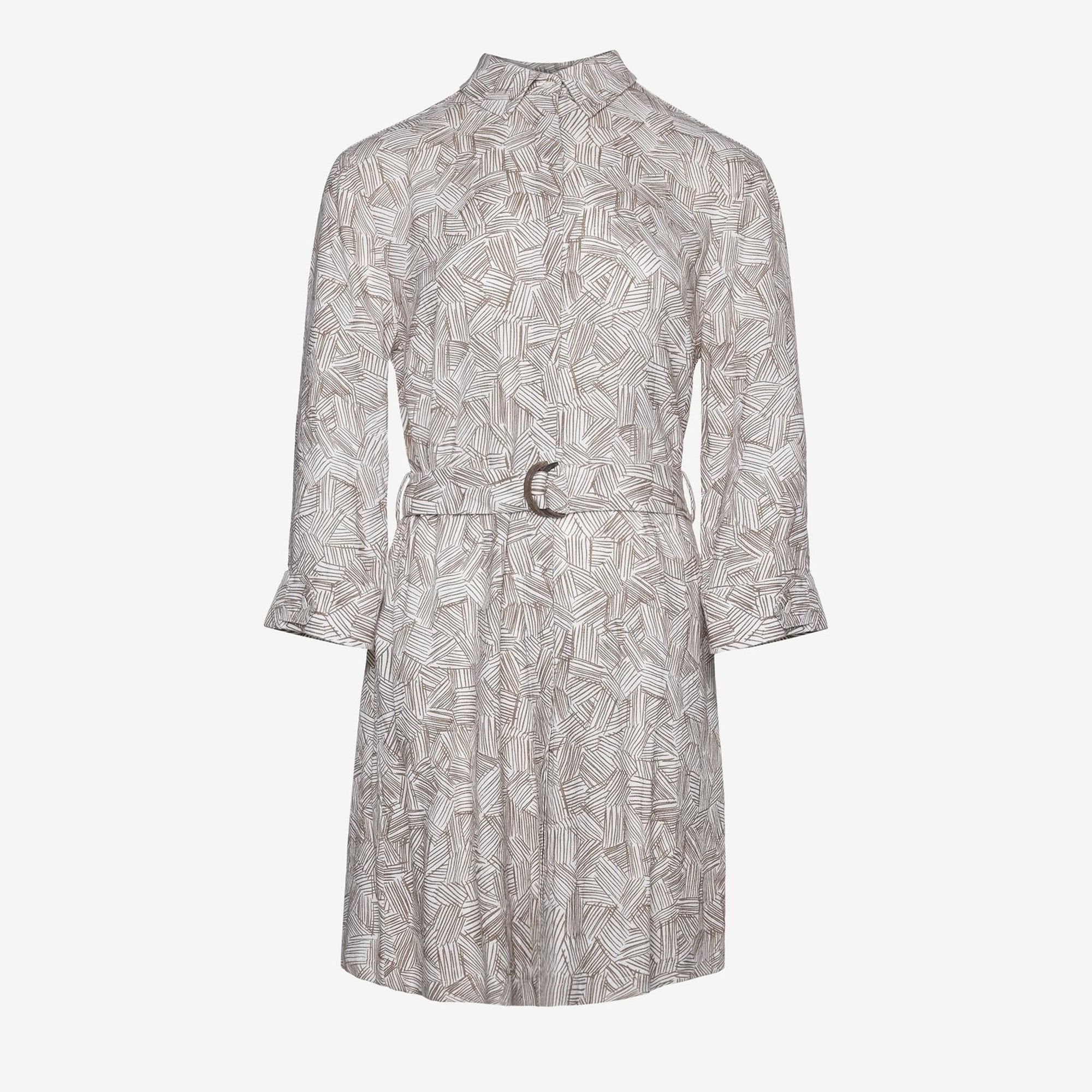 YARGICI Uzun Kollu  Kemerli Kısa Gömlek Elbise