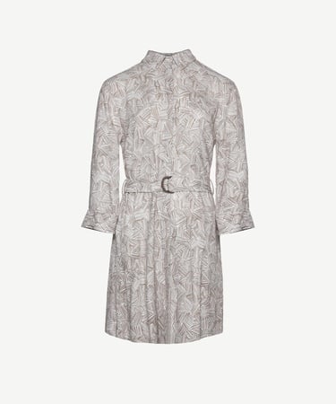  YARGICI Uzun Kollu  Kemerli Kısa Gömlek Elbise