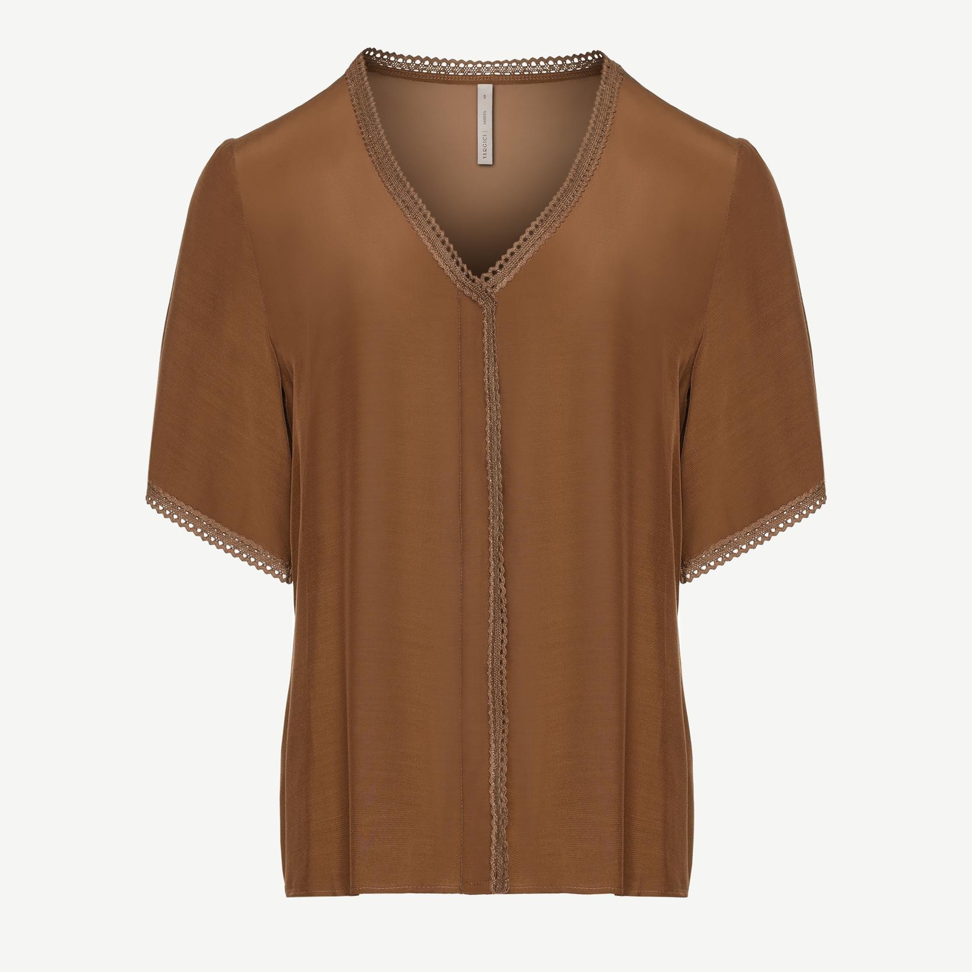 YARGICI Kısa Kol V Yaka Biye Detaylı Gömlek