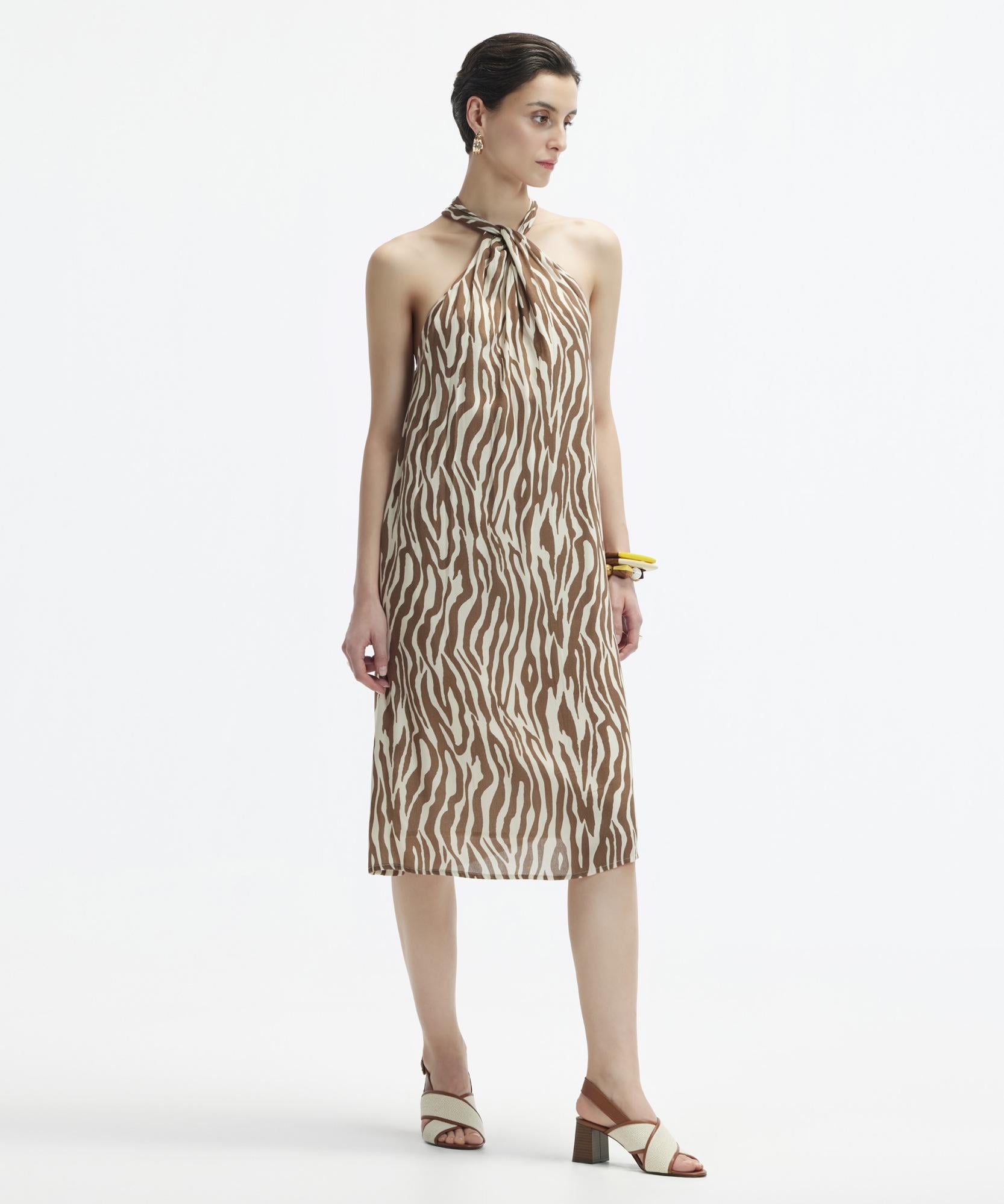  YARGICI Boyundan Bağlamalı Midi Boy Elbise