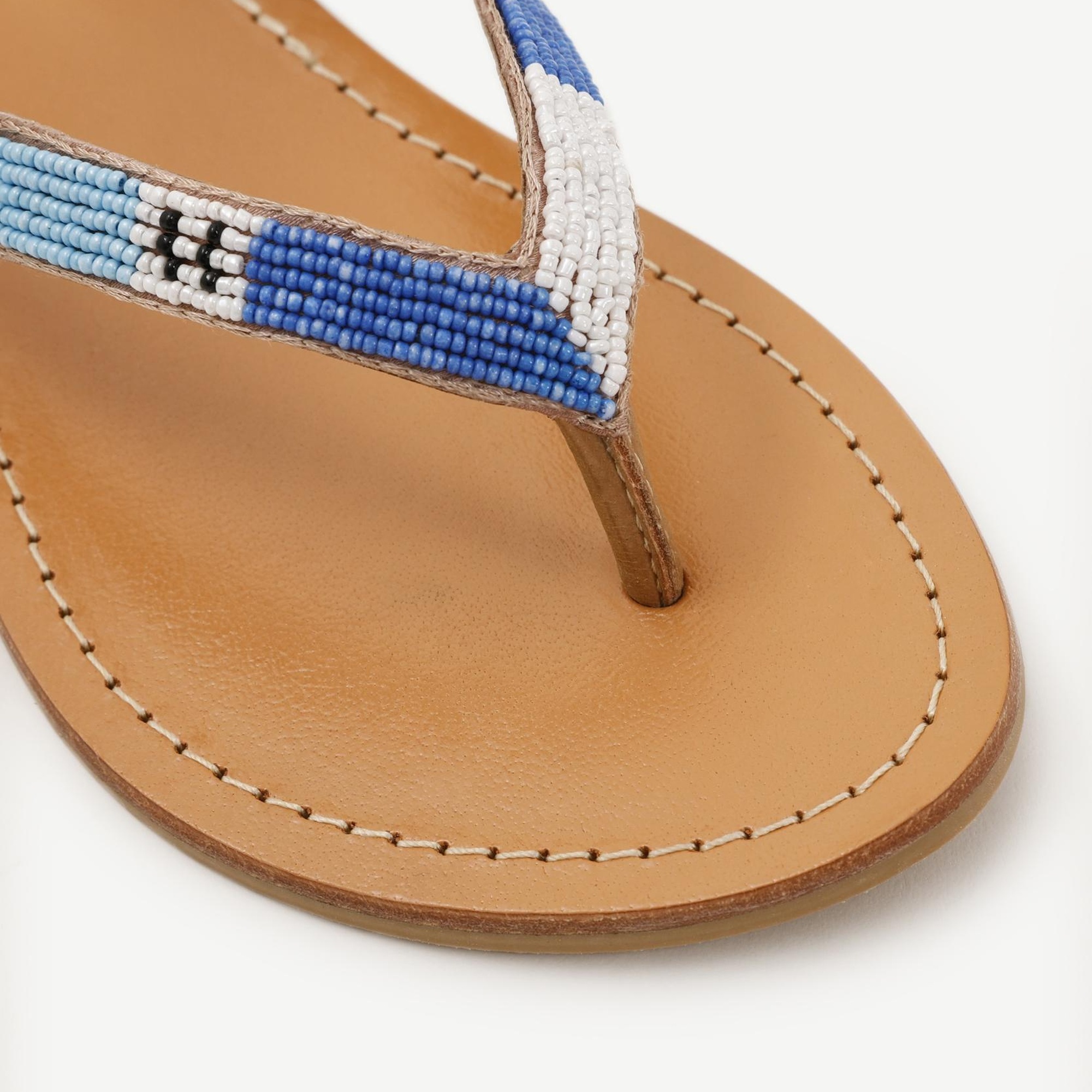 YARGICI Boncuk İşlemeli Parmak Arası Deri Terlik