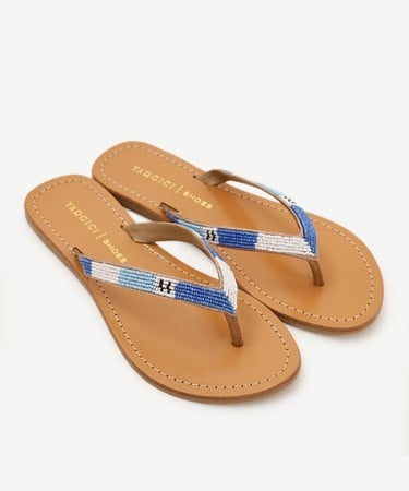  YARGICI Boncuk İşlemeli Parmak Arası Deri Terlik