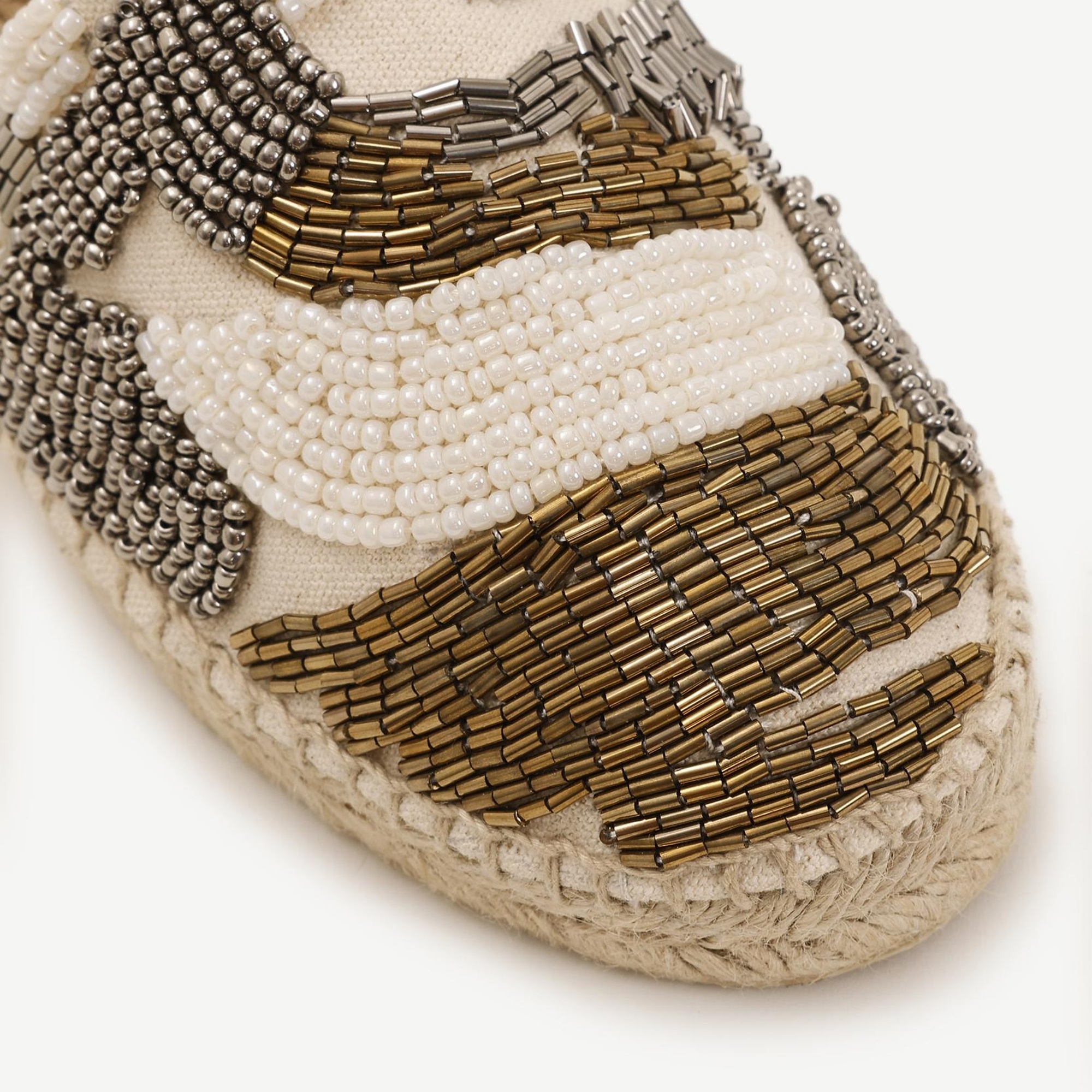 YARGICI İki Renkli Boncuk İşlemeli Espadril