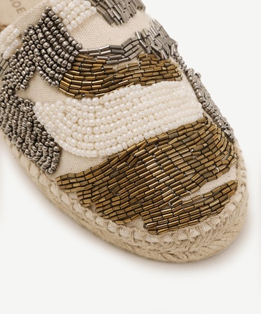  YARGICI İki Renkli Boncuk İşlemeli Espadril