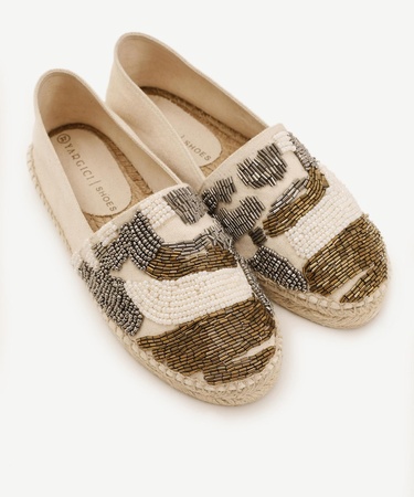  YARGICI İki Renkli Boncuk İşlemeli Espadril