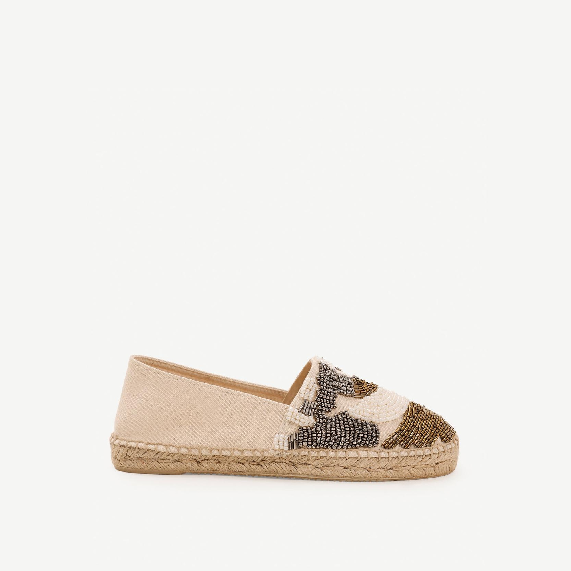 YARGICI İki Renkli Boncuk İşlemeli Espadril