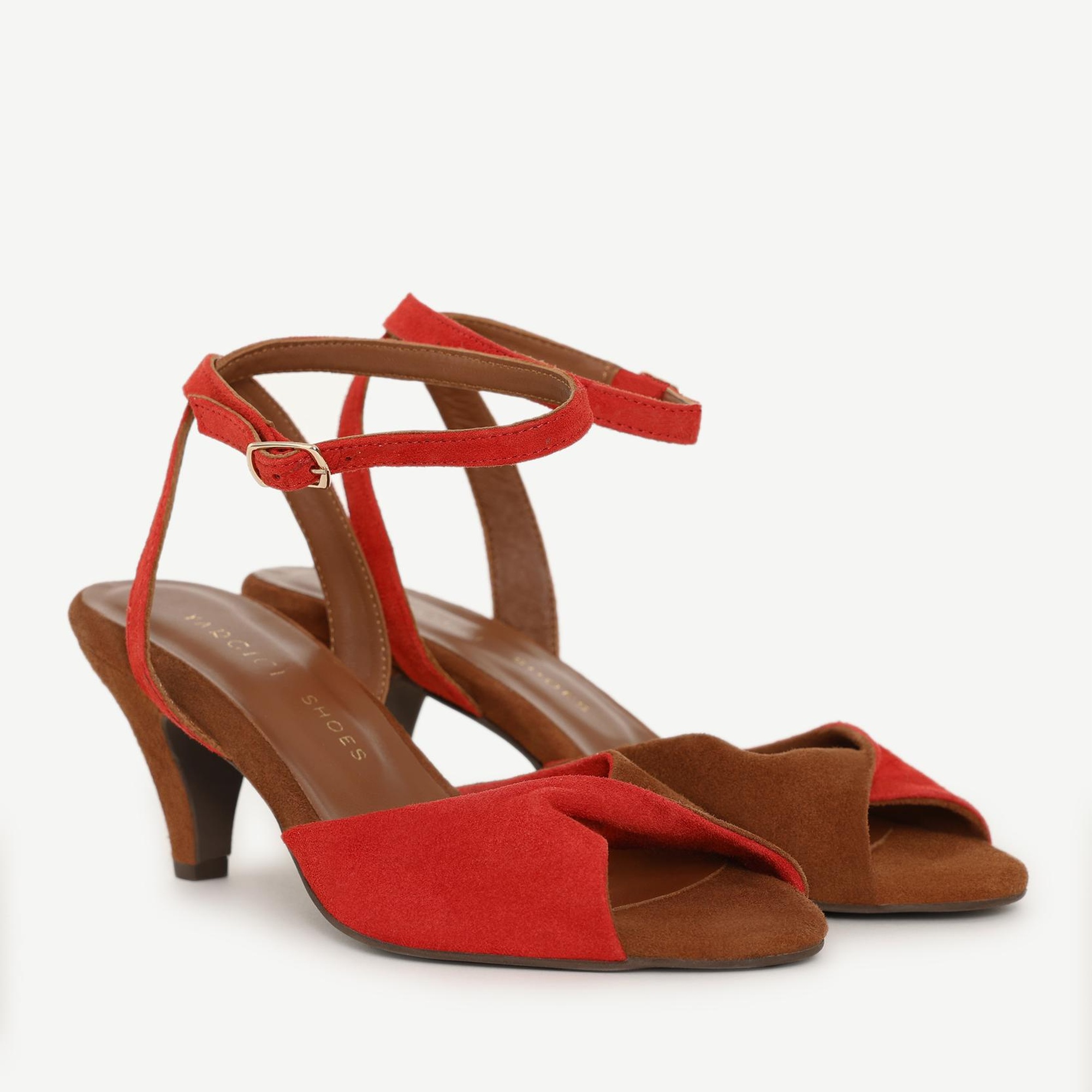 YARGICI Çapraz Renk Detaylı Deri Topuklu Ayakkabı