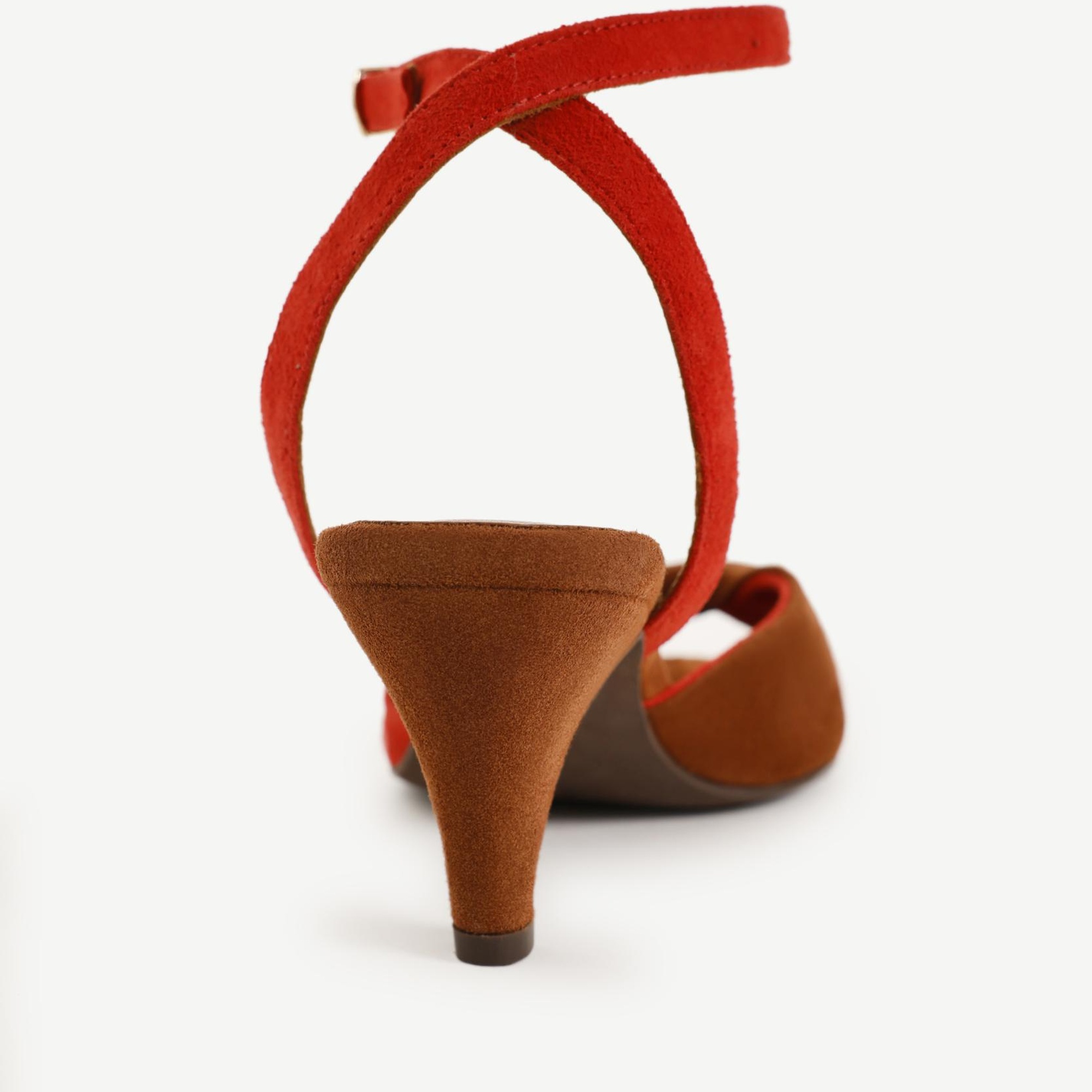 YARGICI Çapraz Renk Detaylı Deri Topuklu Ayakkabı