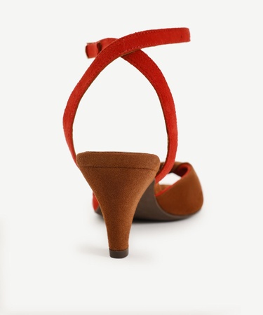  YARGICI Çapraz Renk Detaylı Deri Topuklu Ayakkabı