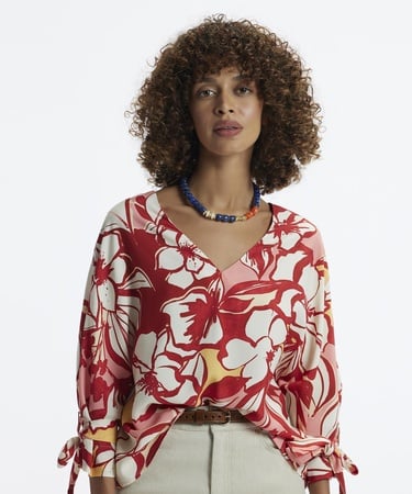  YARGICI V Yakalı Manşeti Bağlamalı Bluz