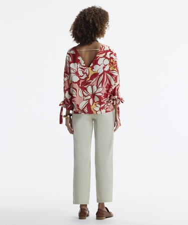  YARGICI V Yakalı Manşeti Bağlamalı Bluz