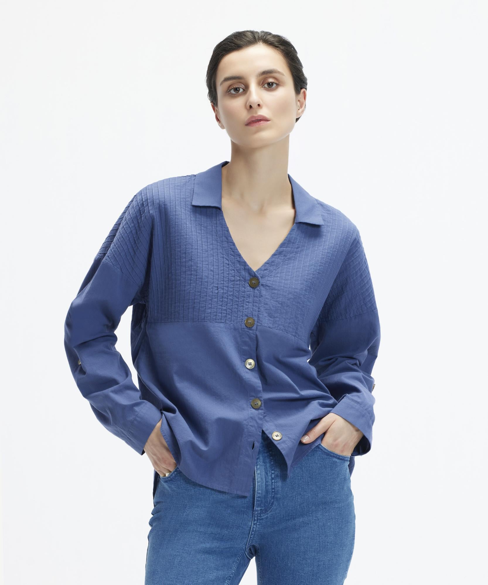  YARGICI Nervürlü Apolet Detaylı Gömlek