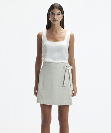  YARGICI Kruvaze Kapama Düz Kesim  Kısa Etek