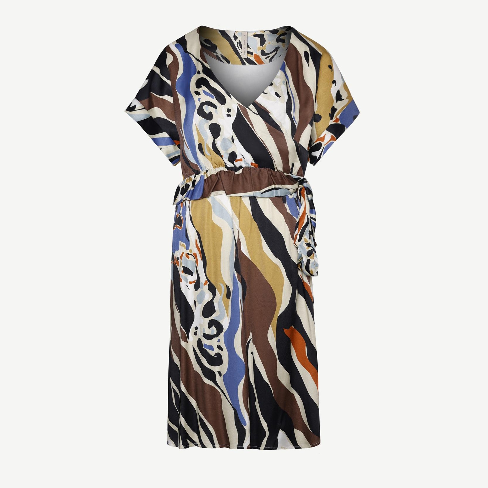 YARGICI V Yaka Kısa  Kollu Midi Boy  Elbise