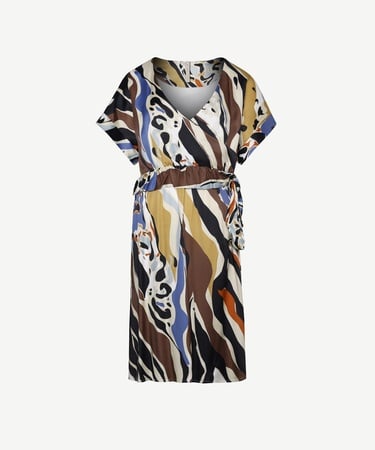  YARGICI V Yaka Kısa  Kollu Midi Boy  Elbise