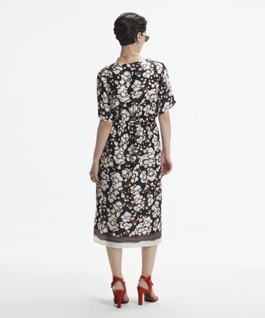  YARGICI V Yaka Kısa Kollu Midi Boy  Elbise