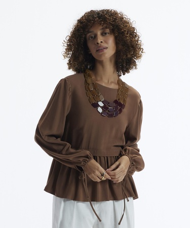  YARGICI Manşeti Bağlamalı Bisiklet Yaka Önü Detaylı Bluz