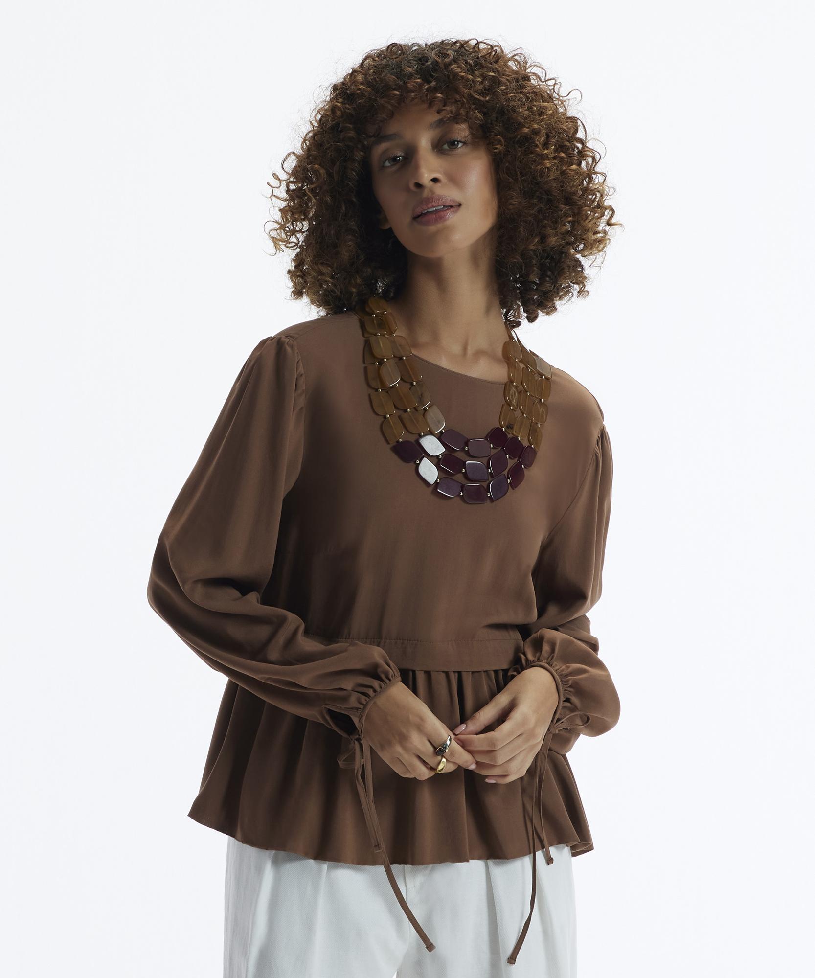  YARGICI Manşeti Bağlamalı Bisiklet Yaka Önü Detaylı Bluz