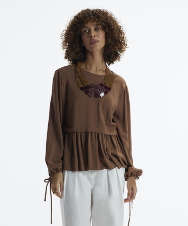  YARGICI Manşeti Bağlamalı Bisiklet Yaka Önü Detaylı Bluz